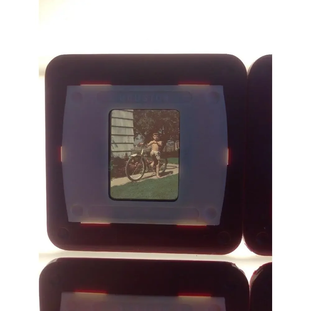Lot of 4 Vintage 1940s Kodachrome Boy with Bicycle Photograph Color Slides